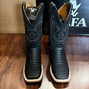 Alfa | Shoes | Mens Matte Black Python Cowboy Boots | Poshmark